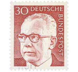 Почтовая марка 30 пфеннигов 1971 года Западная Германия (ФРГ) «Президент Густав Хайнеман» — Фото №1