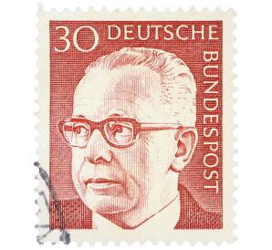 Почтовая марка 30 пфеннигов 1971 года Западная Германия (ФРГ) «Президент Густав Хайнеман» — Фото №1