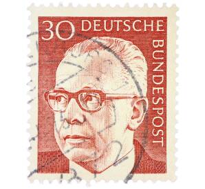 Почтовая марка 30 пфеннигов 1971 года Западная Германия (ФРГ) «Президент Густав Хайнеман» — Фото №1