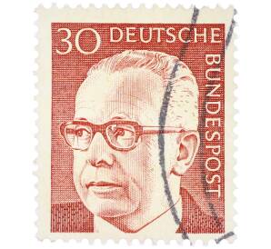 Почтовая марка 30 пфеннигов 1971 года Западная Германия (ФРГ) «Президент Густав Хайнеман» — Фото №1