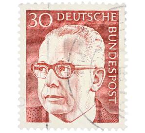 Почтовая марка 30 пфеннигов 1971 года Западная Германия (ФРГ) «Президент Густав Хайнеман» — Фото №1