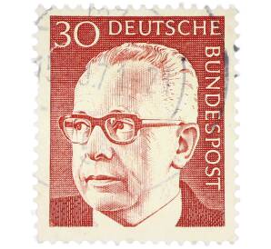 Почтовая марка 30 пфеннигов 1971 года Западная Германия (ФРГ) «Президент Густав Хайнеман» — Фото №1