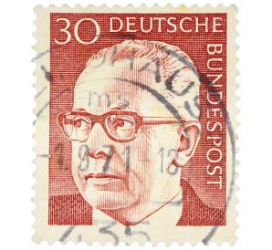 Почтовая марка 30 пфеннигов 1971 года Западная Германия (ФРГ) «Президент Густав Хайнеман» — Фото №1