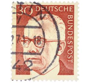 Почтовая марка 30 пфеннигов 1971 года Западная Германия (ФРГ) «Президент Густав Хайнеман» — Фото №1