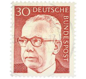 Почтовая марка 30 пфеннигов 1971 года Западная Германия (ФРГ) «Президент Густав Хайнеман» — Фото №1