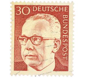 Почтовая марка 30 пфеннигов 1971 года Западная Германия (ФРГ) «Президент Густав Хайнеман» — Фото №1