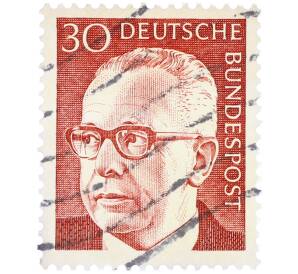 Почтовая марка 30 пфеннигов 1971 года Западная Германия (ФРГ) «Президент Густав Хайнеман» — Фото №1
