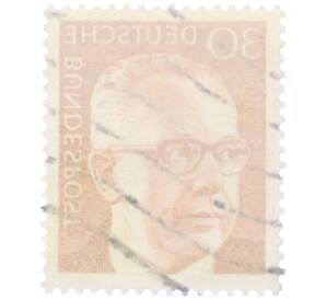 Почтовая марка 30 пфеннигов 1971 года Западная Германия (ФРГ) «Президент Густав Хайнеман» — Фото №2