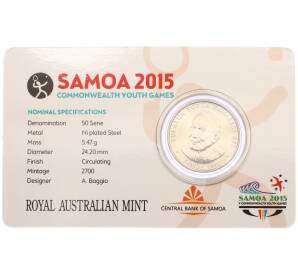 50 сене 2015 года Самоа «V Юношеские игры Содружества — Теннис» (в блистере) — Фото №2