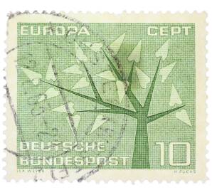 Почтовая марка 10 пфеннигов 1962 года Западная Германия (ФРГ) «Европейская конференция администраций почтовых служб и служб связи CEPT — Древо» — Фото №1