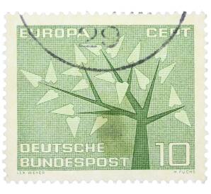 Почтовая марка 10 пфеннигов 1962 года Западная Германия (ФРГ) «Европейская конференция администраций почтовых служб и служб связи CEPT — Древо» — Фото №1