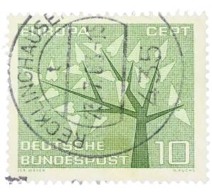 Почтовая марка 10 пфеннигов 1962 года Западная Германия (ФРГ) «Европейская конференция администраций почтовых служб и служб связи CEPT — Древо» — Фото №1