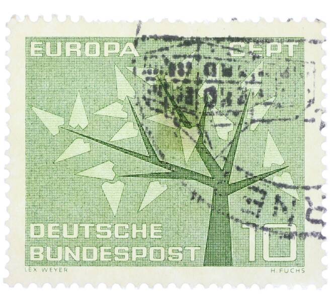 Почтовая марка 10 пфеннигов 1962 года Западная Германия (ФРГ) «Европейская конференция администраций почтовых служб и служб связи CEPT — Древо» (Артикул: T11-36857) — Фото №1