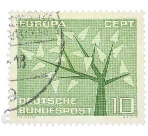 Почтовая марка 10 пфеннигов 1962 года Западная Германия (ФРГ) «Европейская конференция администраций почтовых служб и служб связи CEPT — Древо» — Фото №1