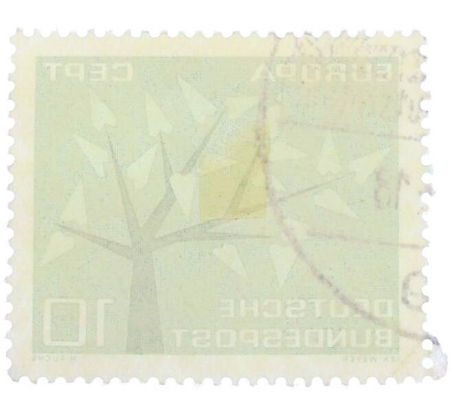 Почтовая марка 10 пфеннигов 1962 года Западная Германия (ФРГ) «Европейская конференция администраций почтовых служб и служб связи CEPT — Древо» (Артикул: T11-36858) — Фото №2