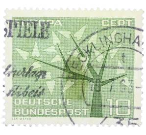 Почтовая марка 10 пфеннигов 1962 года Западная Германия (ФРГ) «Европейская конференция администраций почтовых служб и служб связи CEPT — Древо» — Фото №1