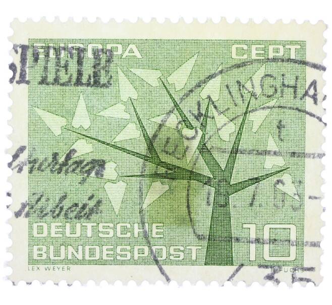 Почтовая марка 10 пфеннигов 1962 года Западная Германия (ФРГ) «Европейская конференция администраций почтовых служб и служб связи CEPT — Древо» (Артикул: T11-36859) — Фото №1