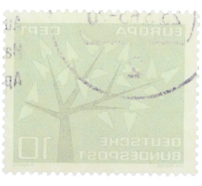 Почтовая марка 10 пфеннигов 1962 года Западная Германия (ФРГ) «Европейская конференция администраций почтовых служб и служб связи CEPT — Древо» (Артикул: T11-36860) — Фото №2