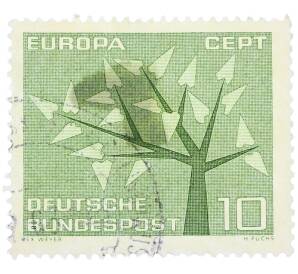 Почтовая марка 10 пфеннигов 1962 года Западная Германия (ФРГ) «Европейская конференция администраций почтовых служб и служб связи CEPT — Древо» — Фото №1