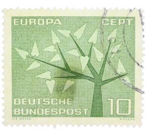 Почтовая марка 10 пфеннигов 1962 года Западная Германия (ФРГ) «Европейская конференция администраций почтовых служб и служб связи CEPT — Древо» — Фото №1