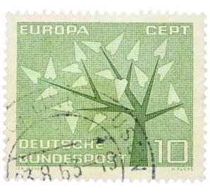 Почтовая марка 10 пфеннигов 1962 года Западная Германия (ФРГ) «Европейская конференция администраций почтовых служб и служб связи CEPT — Древо» — Фото №1