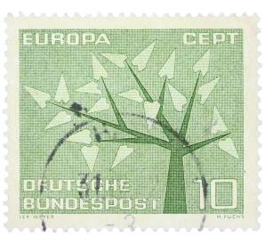 Почтовая марка 10 пфеннигов 1962 года Западная Германия (ФРГ) «Европейская конференция администраций почтовых служб и служб связи CEPT — Древо» — Фото №1