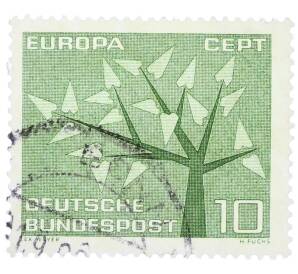 Почтовая марка 10 пфеннигов 1962 года Западная Германия (ФРГ) «Европейская конференция администраций почтовых служб и служб связи CEPT — Древо» — Фото №1