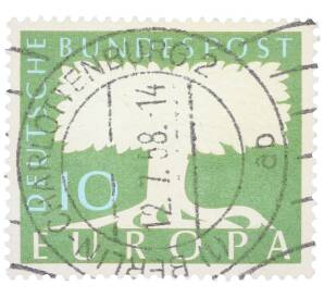 Почтовая марка 10 пфеннигов 1957 года Западная Германия (ФРГ) «Европейская конференция администраций почтовых служб и служб связи CEPT — Белое древо» — Фото №1
