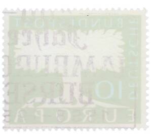 Почтовая марка 10 пфеннигов 1957 года Западная Германия (ФРГ) «Европейская конференция администраций почтовых служб и служб связи CEPT — Белое древо» — Фото №2