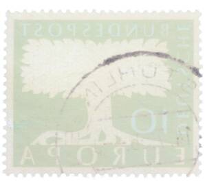 Почтовая марка 10 пфеннигов 1957 года Западная Германия (ФРГ) «Европейская конференция администраций почтовых служб и служб связи CEPT — Белое древо» — Фото №2