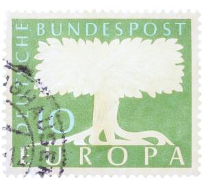 Почтовая марка 10 пфеннигов 1957 года Западная Германия (ФРГ) «Европейская конференция администраций почтовых служб и служб связи CEPT — Белое древо» — Фото №1