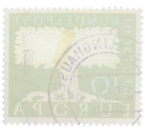 Почтовая марка 10 пфеннигов 1957 года Западная Германия (ФРГ) «Европейская конференция администраций почтовых служб и служб связи CEPT — Белое древо» — Фото №2