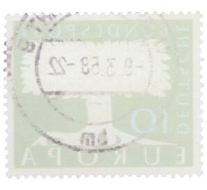 Почтовая марка 10 пфеннигов 1957 года Западная Германия (ФРГ) «Европейская конференция администраций почтовых служб и служб связи CEPT — Белое древо» — Фото №2