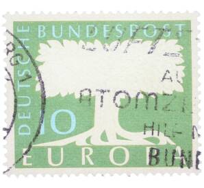 Почтовая марка 10 пфеннигов 1957 года Западная Германия (ФРГ) «Европейская конференция администраций почтовых служб и служб связи CEPT — Белое древо» — Фото №1