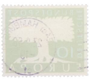 Почтовая марка 10 пфеннигов 1957 года Западная Германия (ФРГ) «Европейская конференция администраций почтовых служб и служб связи CEPT — Белое древо» — Фото №2