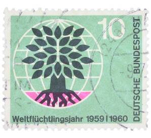 Почтовая марка 10 пфеннигов 1960 года Западная Германия (ФРГ) «Всемирный год беженцев» — Фото №1
