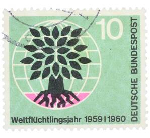 Почтовая марка 10 пфеннигов 1960 года Западная Германия (ФРГ) «Всемирный год беженцев» — Фото №1