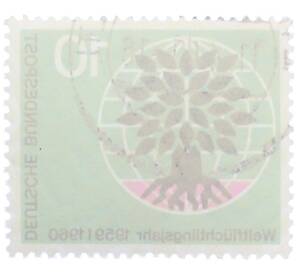 Почтовая марка 10 пфеннигов 1960 года Западная Германия (ФРГ) «Всемирный год беженцев» — Фото №2