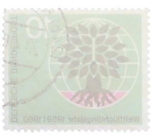 Почтовая марка 10 пфеннигов 1960 года Западная Германия (ФРГ) «Всемирный год беженцев» — Фото №2