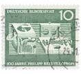 Почтовая марка 10 пфеннигов 1961 года Западная Германия (ФРГ) «100-летие изобретения телефона Филиппом Рейсом» (Артикул: T11-36897) — Фото №1