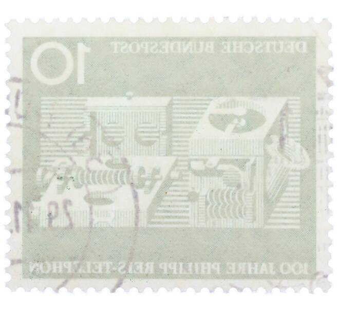 Почтовая марка 10 пфеннигов 1961 года Западная Германия (ФРГ) «100-летие изобретения телефона Филиппом Рейсом» (Артикул: T11-36897) — Фото №2