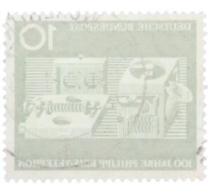 Почтовая марка 10 пфеннигов 1961 года Западная Германия (ФРГ) «100-летие изобретения телефона Филиппом Рейсом» — Фото №2