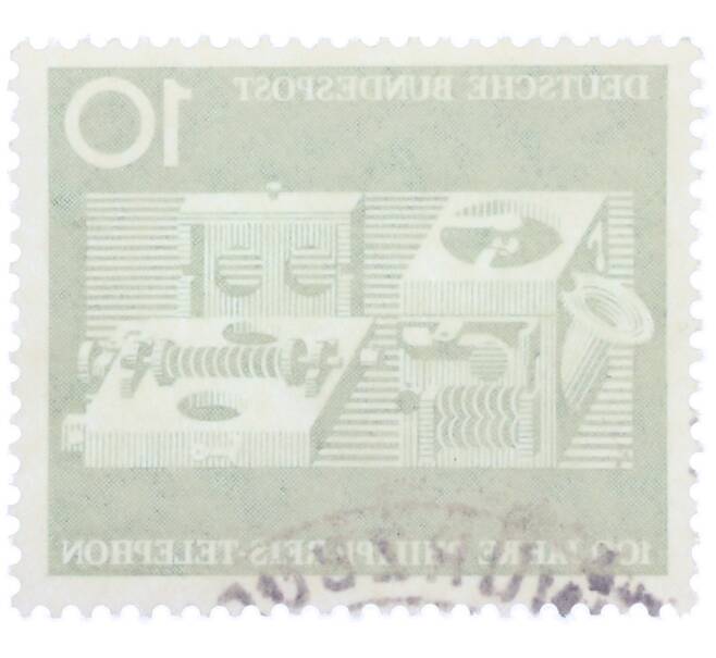 Почтовая марка 10 пфеннигов 1961 года Западная Германия (ФРГ) «100-летие изобретения телефона Филиппом Рейсом» (Артикул: T11-36899) — Фото №2