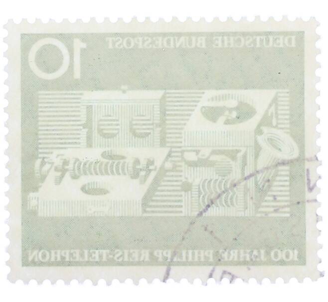Почтовая марка 10 пфеннигов 1961 года Западная Германия (ФРГ) «100-летие изобретения телефона Филиппом Рейсом» (Артикул: T11-36902) — Фото №2