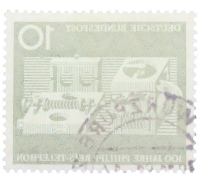 Почтовая марка 10 пфеннигов 1961 года Западная Германия (ФРГ) «100-летие изобретения телефона Филиппом Рейсом» (Артикул: T11-36903) — Фото №2