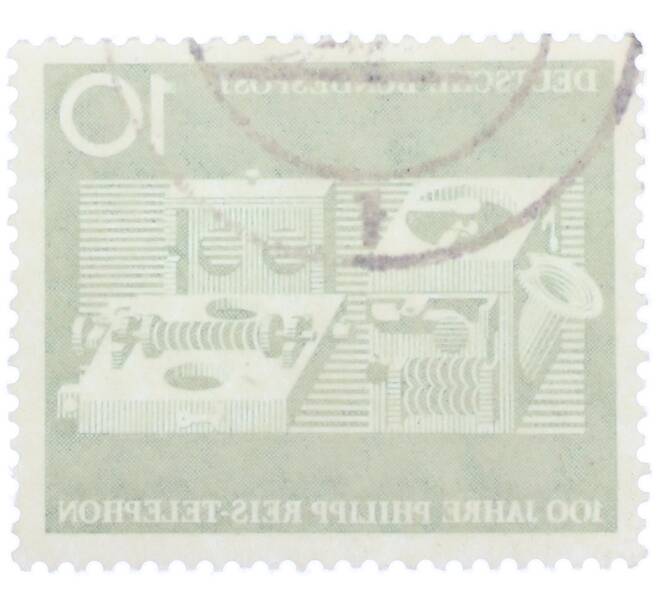 Почтовая марка 10 пфеннигов 1961 года Западная Германия (ФРГ) «100-летие изобретения телефона Филиппом Рейсом» (Артикул: T11-36904) — Фото №2