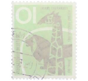 Почтовая марка 10 пфеннигов 1958 года Западная Германия (ФРГ) «100-летие Франкфуртского зоологического сада» — Фото №2