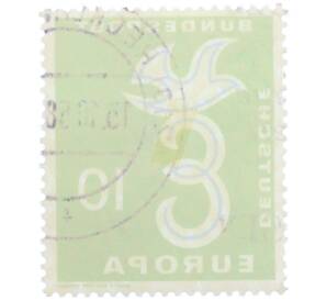 Почтовая марка 10 пфеннигов 1958 года Западная Германия (ФРГ) «Европейская конференция администраций почтовых служб и служб связи CEPT — Голубь мира» — Фото №2