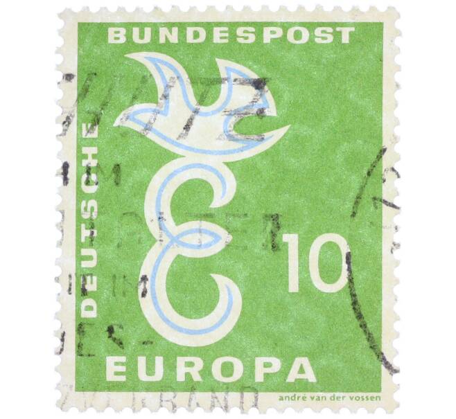 Почтовая марка 10 пфеннигов 1958 года Западная Германия (ФРГ) «Европейская конференция администраций почтовых служб и служб связи CEPT — Голубь мира» (Артикул: T11-36922) — Фото №1