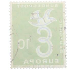 Почтовая марка 10 пфеннигов 1958 года Западная Германия (ФРГ) «Европейская конференция администраций почтовых служб и служб связи CEPT — Голубь мира» — Фото №2